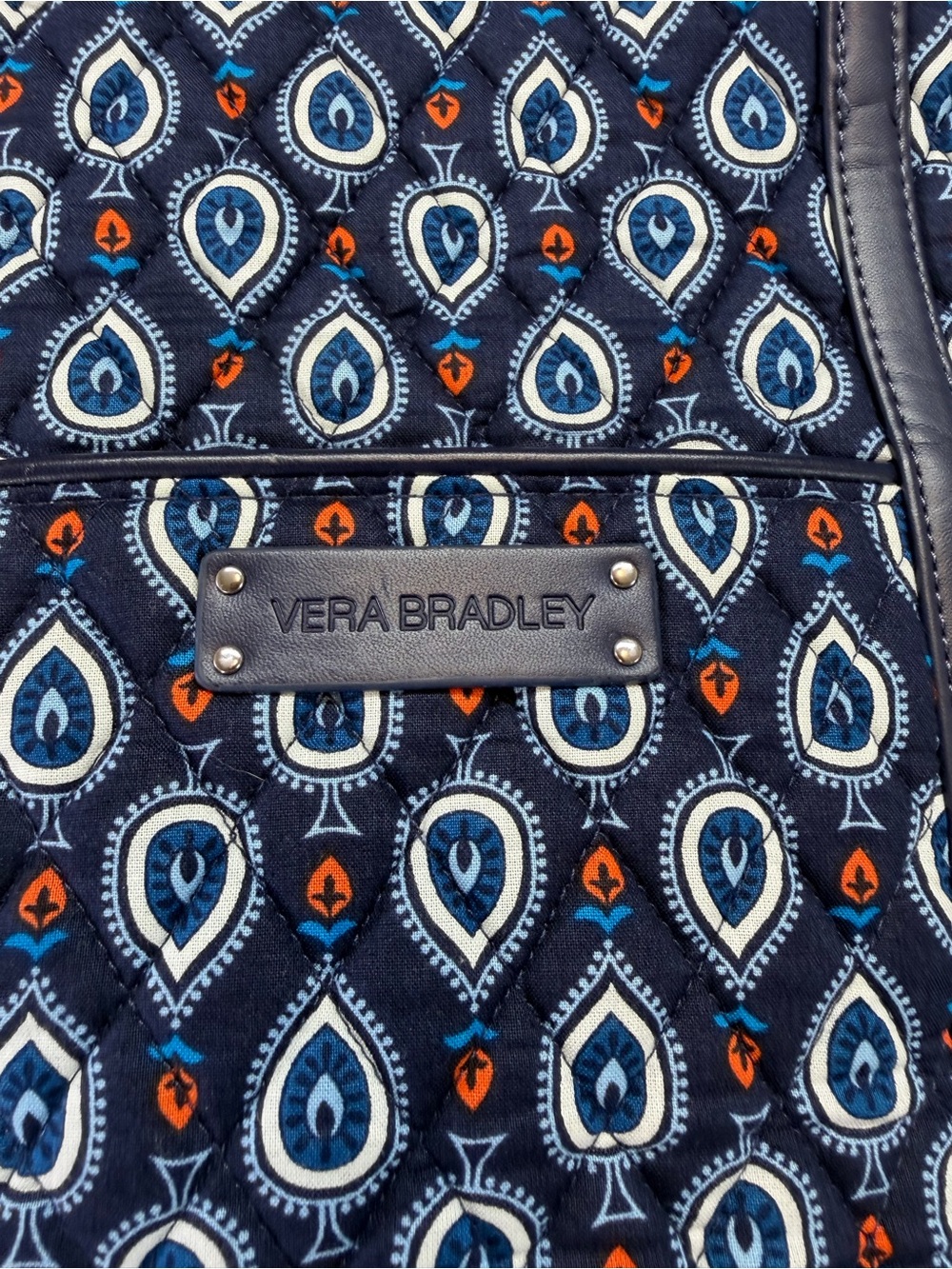 Vera Bradley Trimmed Small Vera Tote Bag in "Marrakesh Motifs" Pattern Blue - Picture 2 of 15